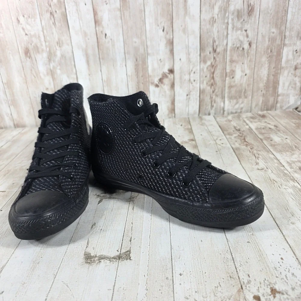 Converse Chuck Taylor All Star Hi Black‎ Woven Textile Sneakers 562490F Womens 7